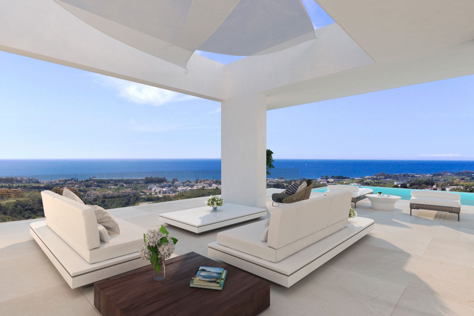 Brand new south facing four bed villa in Marbella West with sea views